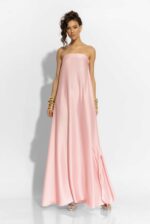 C Throu Μάξι Στράπλες Φόρεμα Σατέν σε Ροζ - Image 2