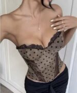 Azaka κομψό, strapless μπούστο σε πουά καφέ Print - Image 4