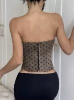 Azaka κομψό, strapless μπούστο σε πουά καφέ Print - Image 3