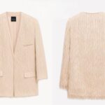 Lumina Beige Μεσάτο Σακάκι με Κρόσια Fringe