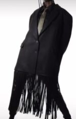 Lumina Μαύρο Oversized Παλτό με Κρόσσια