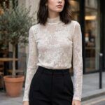 Λευκή Μπλούζα από Διάφανη Ελαστική Δαντέλα